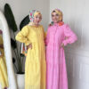Wholesale fisto broderie layered summer dress in cotton blend for modest fashion.