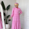 Wholesale fisto broderie layered summer dress in cotton blend for modest fashion.