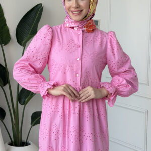 Wholesale fisto broderie layered summer dress in cotton blend for modest fashion.