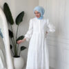 Wholesale fisto broderie layered summer dress in cotton blend for modest fashion.