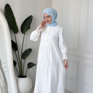 Wholesale fisto broderie layered summer dress in cotton blend for modest fashion.