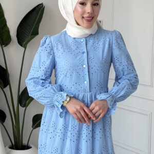 Wholesale fisto broderie layered summer dress in cotton blend for modest fashion.