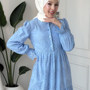 Wholesale fisto broderie layered summer dress in cotton blend for modest fashion.