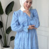 Wholesale fisto broderie layered summer dress in cotton blend for modest fashion.