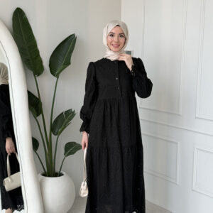 Wholesale fisto broderie layered summer dress in cotton blend for modest fashion.