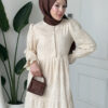 Wholesale fisto broderie layered summer dress in cotton blend for modest fashion.