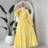 Wholesale fisto detail maxi dress with high neck for elegant summer modest fashion.