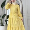 Wholesale fisto detail maxi dress with high neck for elegant summer modest fashion.