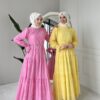 Wholesale fisto detail maxi dress with high neck for elegant summer modest fashion.
