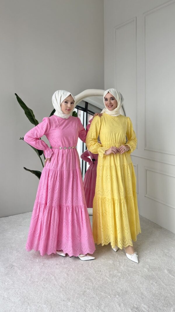 Wholesale fisto detail maxi dress with high neck for elegant summer modest fashion.