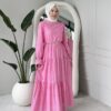 Wholesale fisto detail maxi dress with high neck for elegant summer modest fashion.