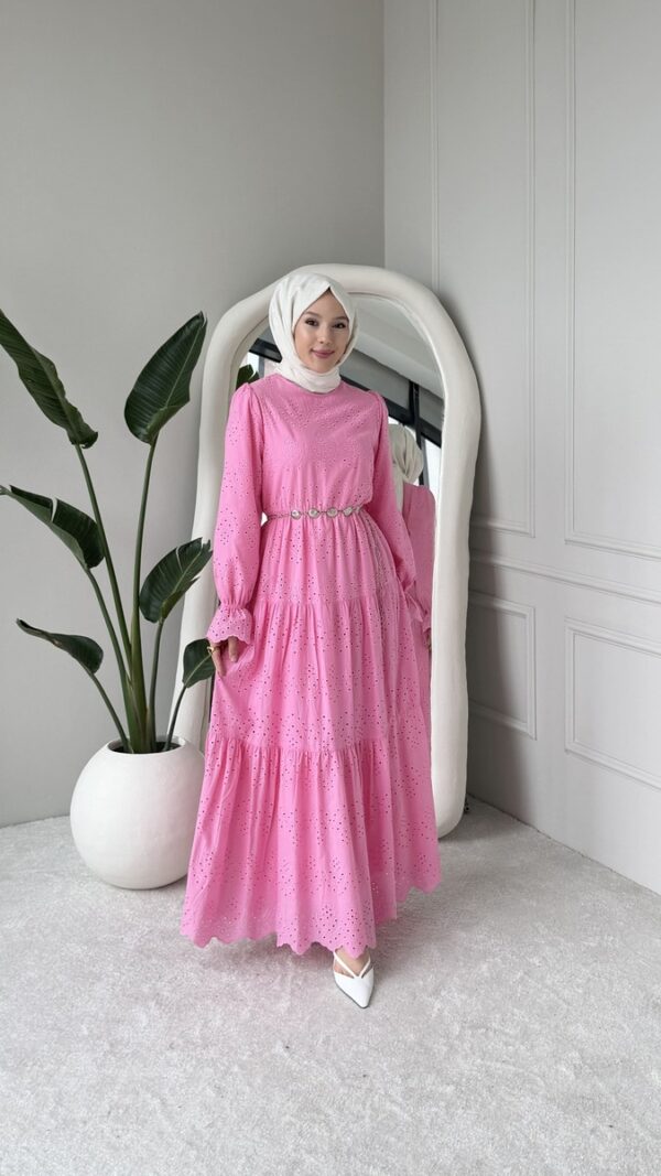 Wholesale fisto detail maxi dress with high neck for elegant summer modest fashion.