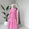 Wholesale fisto detail maxi dress with high neck for elegant summer modest fashion.