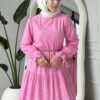 Wholesale fisto detail maxi dress with high neck for elegant summer modest fashion.