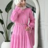Wholesale fisto detail maxi dress with high neck for elegant summer modest fashion.
