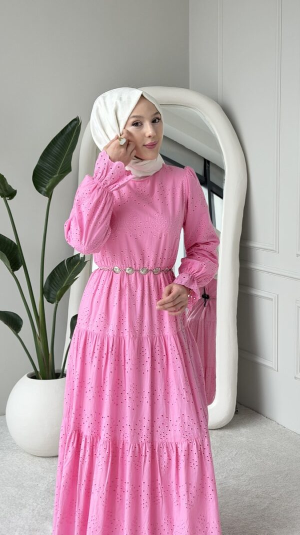 Wholesale fisto detail maxi dress with high neck for elegant summer modest fashion.