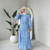 Wholesale fisto detail maxi dress with high neck for elegant summer modest fashion.