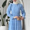Wholesale fisto detail maxi dress with high neck for elegant summer modest fashion.
