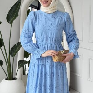 Wholesale fisto detail maxi dress with high neck for elegant summer modest fashion.
