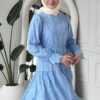 Wholesale fisto detail maxi dress with high neck for elegant summer modest fashion.