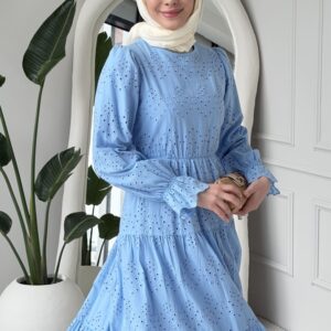 Wholesale fisto detail maxi dress with high neck for elegant summer modest fashion.
