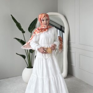 Wholesale fisto detail maxi dress with high neck for elegant summer modest fashion.