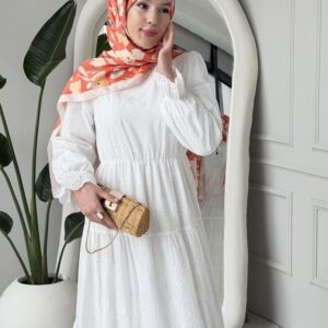 Wholesale fisto detail maxi dress with high neck for elegant summer modest fashion.