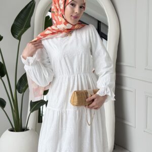 Wholesale fisto detail maxi dress with high neck for elegant summer modest fashion.