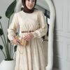 Wholesale fisto detail maxi dress with high neck for elegant summer modest fashion.