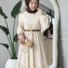 Wholesale fisto detail maxi dress with high neck for elegant summer modest fashion.