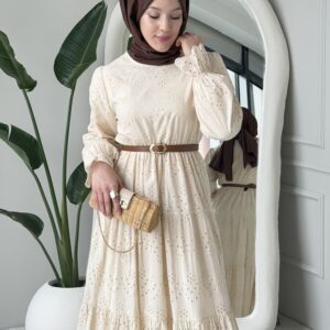 Wholesale fisto detail maxi dress with high neck for elegant summer modest fashion.