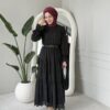 Wholesale fisto detail maxi dress with high neck for elegant summer modest fashion.