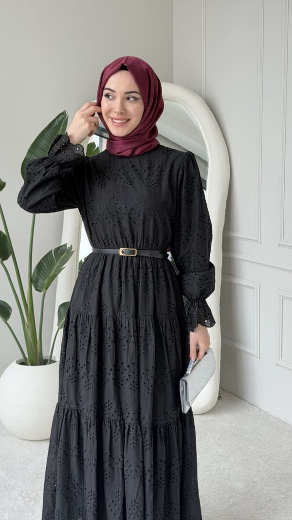 Wholesale fisto detail maxi dress with high neck for elegant summer modest fashion.
