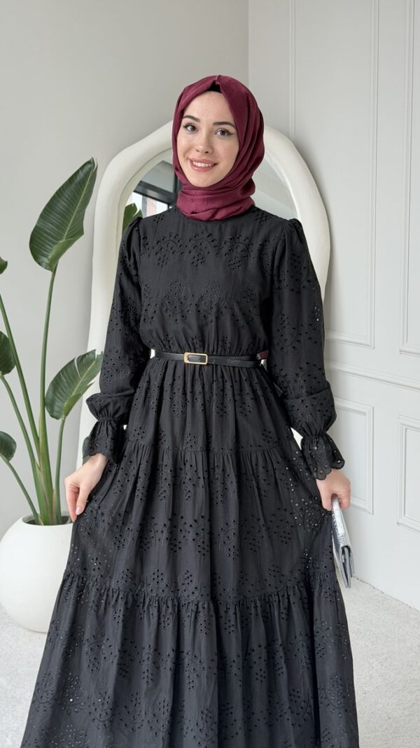 Wholesale fisto detail maxi dress with high neck for elegant summer modest fashion.