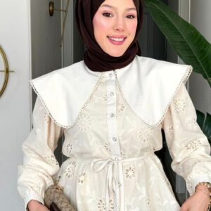 Wholesale breathable fisto detail two-piece set in cotton blend for summer modest fashion.