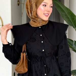 Wholesale breathable fisto detail two-piece set in cotton blend for summer modest fashion.