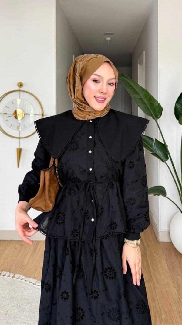 Wholesale breathable fisto detail two-piece set in cotton blend for summer modest fashion.
