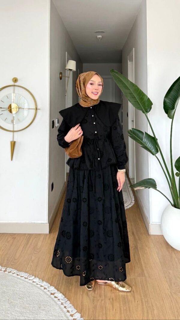 Wholesale breathable fisto detail two-piece set in cotton blend for summer modest fashion.