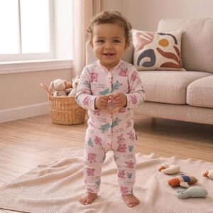 Patterned Baby Romper - 100% Cotton Snap-Up Jumpsuit
