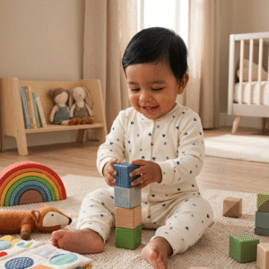 Flexible Woven and Ergonomic Baby Romper - 100% Cotton Snap-Up Jumpsuit