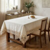 Sultan Ottoman 160x220 cm luxury jacquard damask tablecloth with palace arch guipure lace trim for wedding events