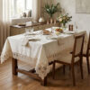 Sultan Ottoman 160x220 cm luxury jacquard damask tablecloth with palace arch guipure lace trim for wedding events
