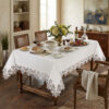 Verdant Elegance wholesale 160x220 cm luxury tablecloth with drooping leaf guipure lace borders for premium events