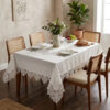Amour and Linen wholesale 160x220 cm luxury tablecloth with romantic heart guipure lace borders for fine dining setups