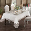 Gardenio Royal wholesale 160x220 cm luxury linen-look tablecloth with fine crown guipure lace for premium hotel dining