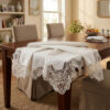 Gardenio Royal wholesale 160x220 cm luxury linen-look tablecloth with fine crown guipure lace for premium hotel dining