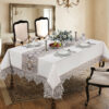 Wholesale luxury white lace tablecloth with premium guipure border on formal dining table setup