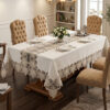 Wholesale vintage embroidered lace tablecloth with baroque guipure border on rustic luxury dining table setup