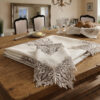 Wholesale luxury white lace tablecloth with premium guipure border on formal dining table setup