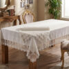 Wholesale special gardenio luxury tablecloth with elegant guipure lace border on a formal hotel banquet setup